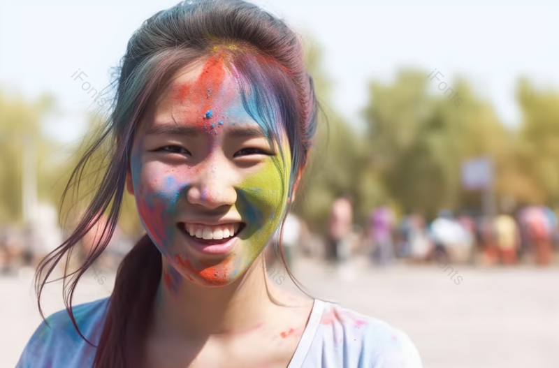 女人露齿笑画脸开心欢乐节日活动实拍,高清,摄影图,摄影图片,图片大全,摄影图免费下载